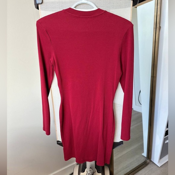 GUESS Ribbed Zip Bodycon Dress – Red – Size S/M (Like New) - Picture 3 of 7